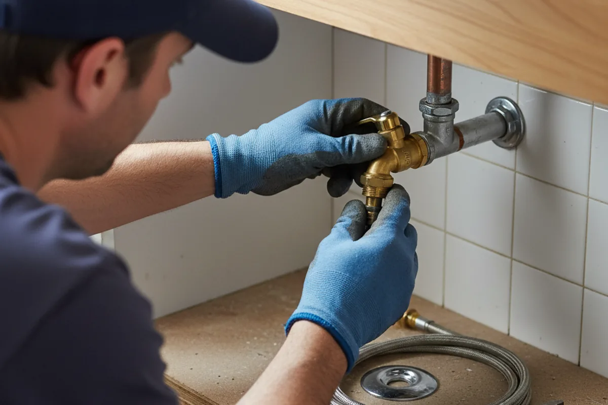 Shutoff valve and fitting work during Burst Pipe Repair in Verona